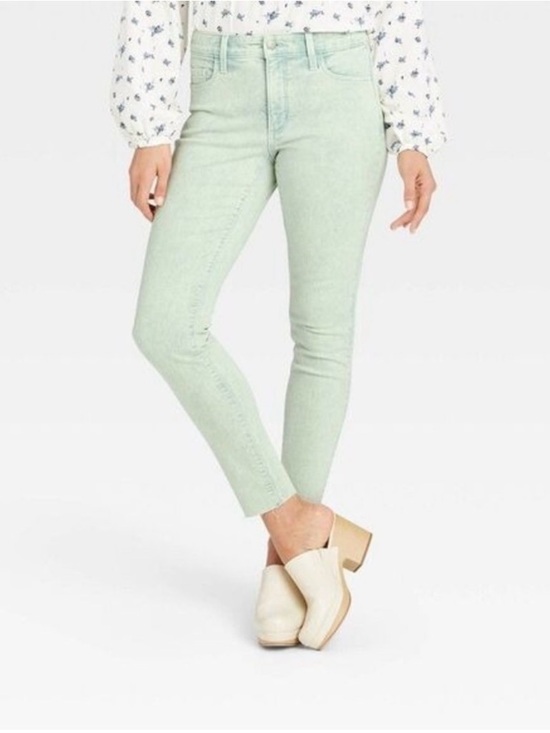 Universal Thread Denim - Universal Thread Pale Green Acid Wash Jeans Women’s 12 High Rise Skinny Cotton